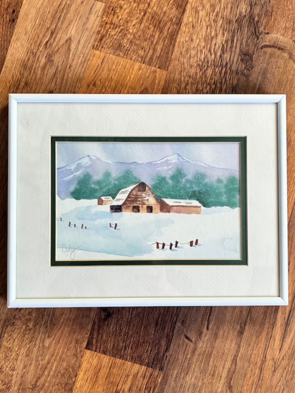 Signed Cabin Watercolor